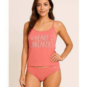 Rae Dunn Pink 2 Piece Camisole Panty Set M